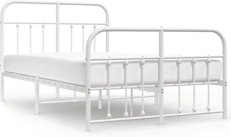 VidaXL -Bedframe-met-hoofd--en-voeteneinde-metaal-wit-120x200-cm