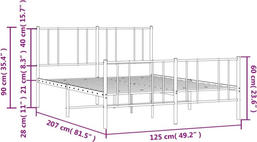 VidaXL -Bedframe-met-hoofd--en-voeteneinde-metaal-wit-120x200-cm