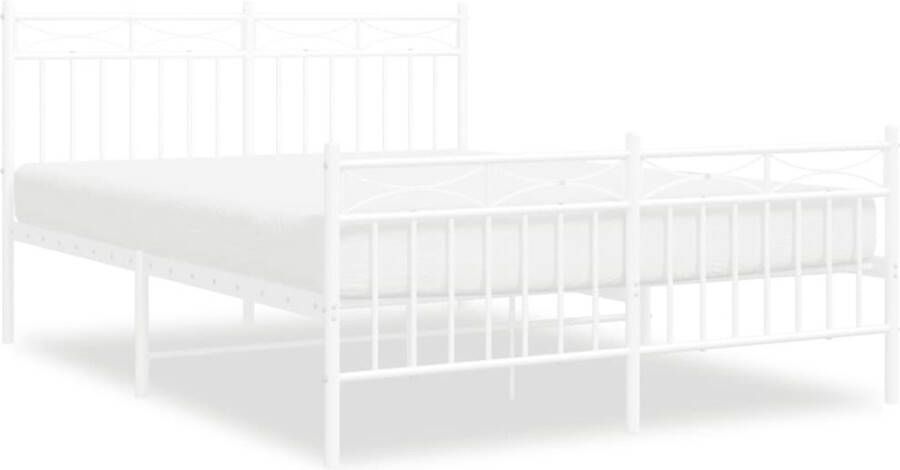 VidaXL -Bedframe-met-hoofd--en-voeteneinde-metaal-wit-135x190-cm