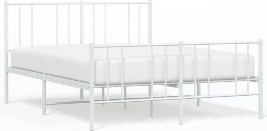 VidaXL -Bedframe-met-hoofd--en-voeteneinde-metaal-wit-140x190-cm