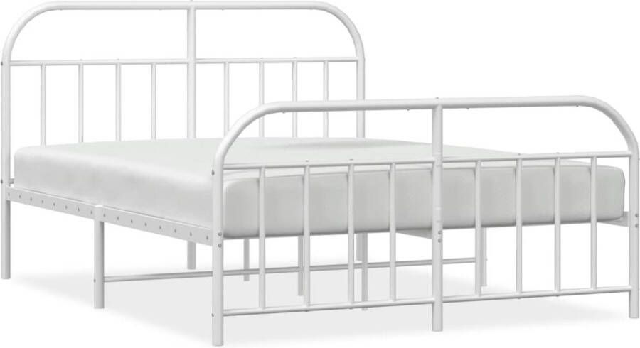 VidaXL -Bedframe-met-hoofd--en-voeteneinde-metaal-wit-140x200-cm