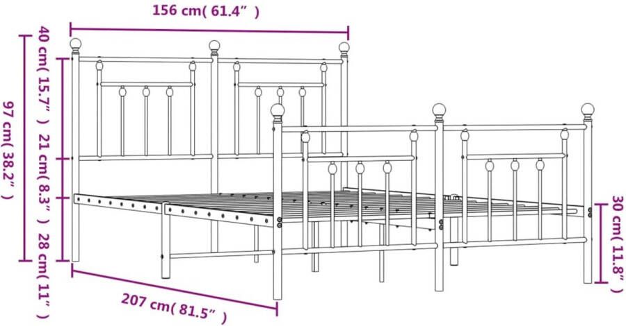 VidaXL -Bedframe-met-hoofd--en-voeteneinde-metaal-wit-150x200-cm