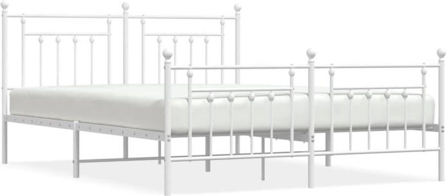 VidaXL -Bedframe-met-hoofd--en-voeteneinde-metaal-wit-160x200-cm