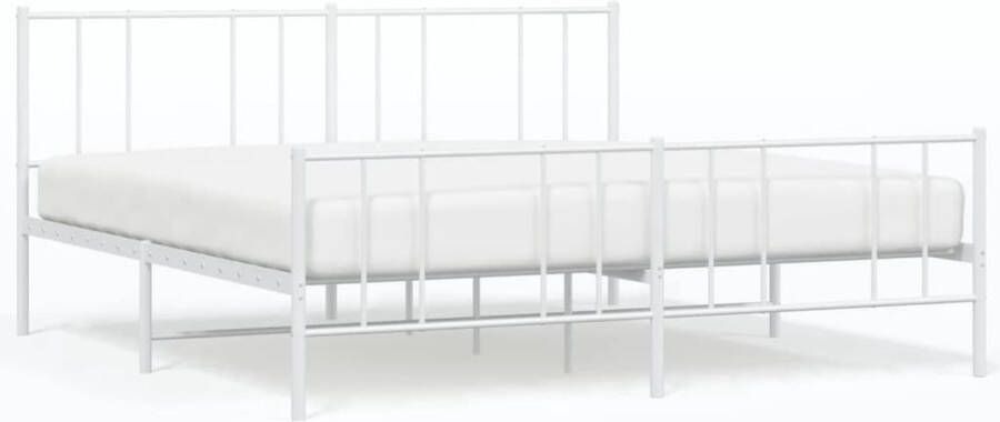 VidaXL -Bedframe-met-hoofd--en-voeteneinde-metaal-wit-180x200-cm