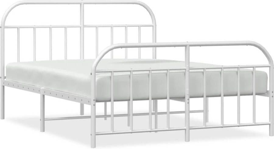 VidaXL -Bedframe-met-hoofd--en-voeteneinde-metaal-wit-180x200-cm