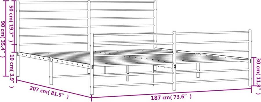 VidaXL -Bedframe-met-hoofd--en-voeteneinde-metaal-wit-180x200-cm