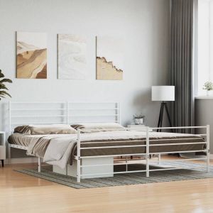 VidaXL Bedframe met hoofd- en voeteneinde metaal wit 183x213 cm