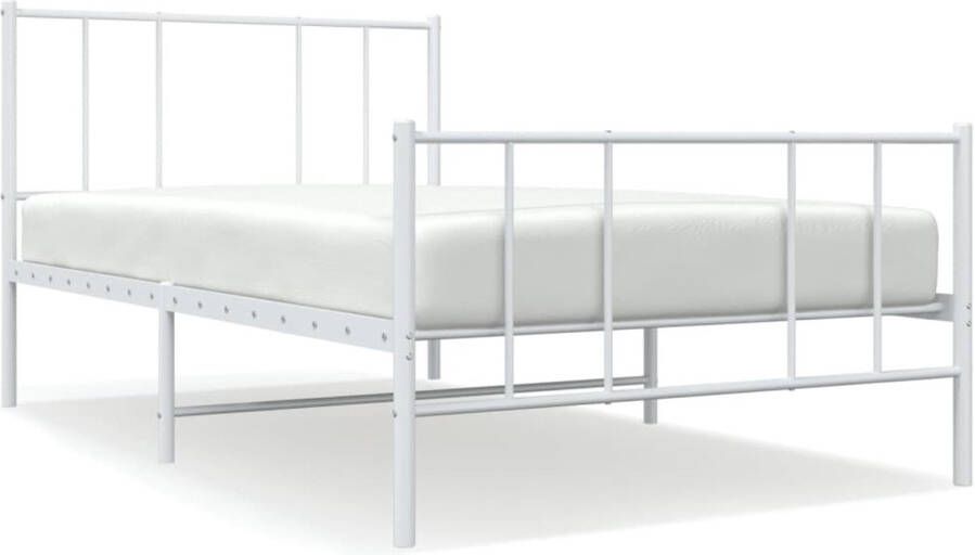 VidaXL -Bedframe-met-hoofd--en-voeteneinde-metaal-wit-100x200-cm