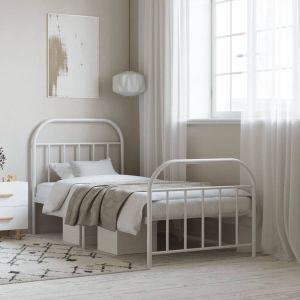 VidaXL Bedframe met hoofd- en voeteneinde metaal wit 90x190 cm