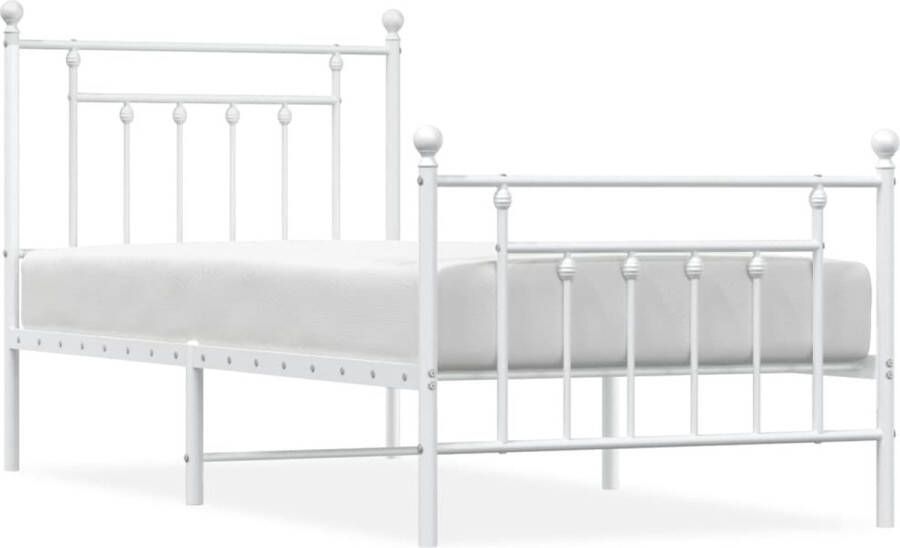 VidaXL -Bedframe-met-hoofd--en-voeteneinde-metaal-wit-90x190-cm