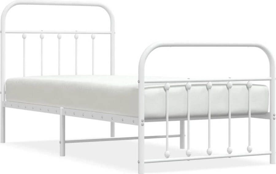 VidaXL -Bedframe-met-hoofd--en-voeteneinde-metaal-wit-90x200-cm