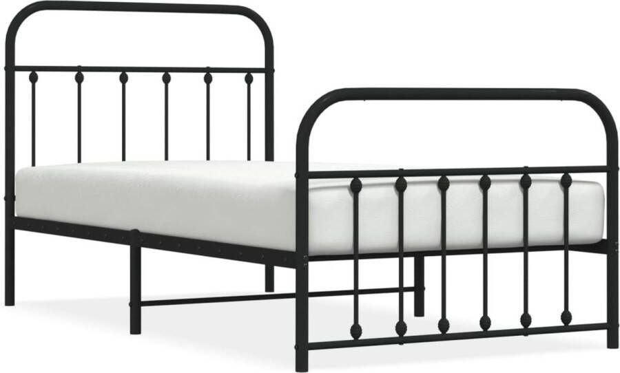 VidaXL -Bedframe-met-hoofd--en-voeteneinde-metaal-zwart-100x190-cm