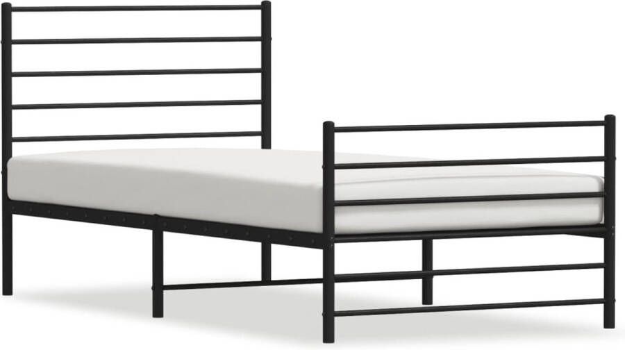 VidaXL -Bedframe-met-hoofd--en-voeteneinde-metaal-zwart-100x190-cm