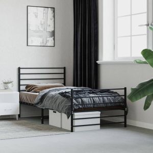 VidaXL Bedframe met hoofd- en voeteneinde metaal zwart 100x200 cm