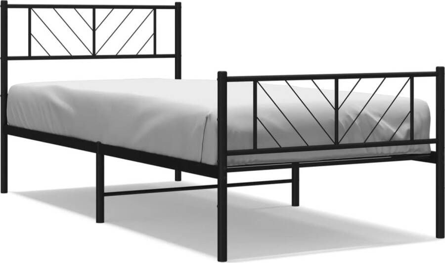VidaXL -Bedframe-met-hoofd--en-voeteneinde-metaal-zwart-100x200-cm