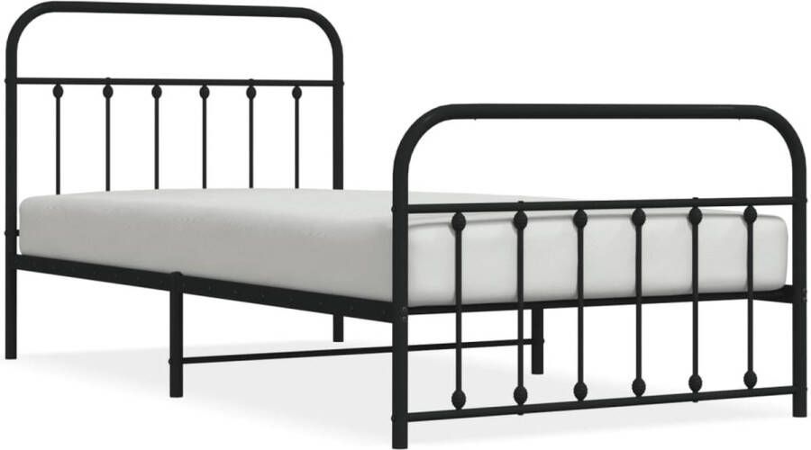 VidaXL -Bedframe-met-hoofd--en-voeteneinde-metaal-zwart-107x203-cm