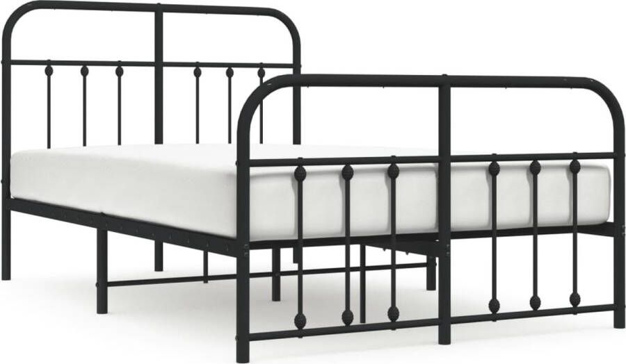 VidaXL -Bedframe-met-hoofd--en-voeteneinde-metaal-zwart-120x190-cm