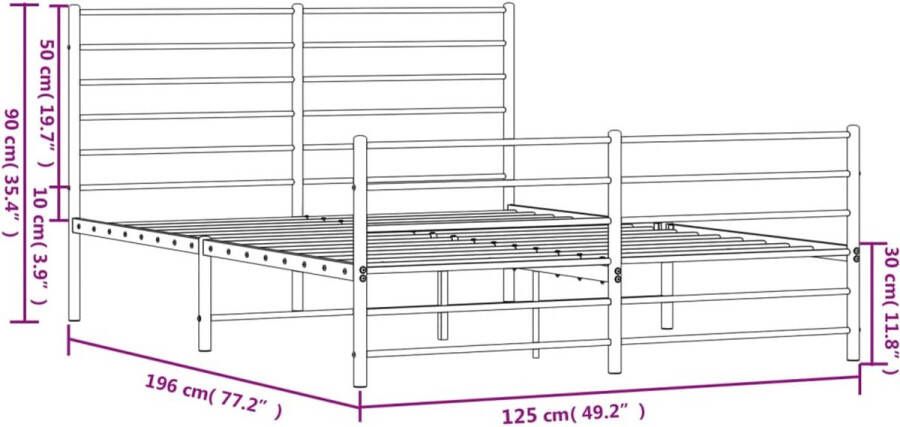 VidaXL -Bedframe-met-hoofd--en-voeteneinde-metaal-zwart-120x190-cm