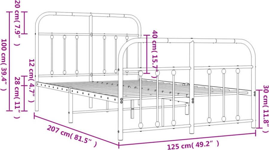 VidaXL -Bedframe-met-hoofd--en-voeteneinde-metaal-zwart-120x200-cm