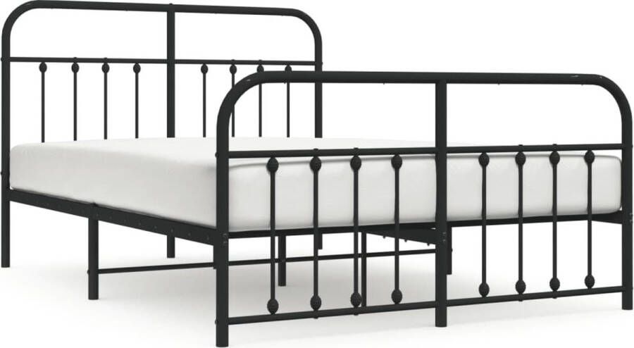 VidaXL -Bedframe-met-hoofd--en-voeteneinde-metaal-zwart-135x190-cm