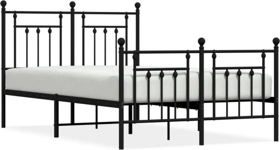 VidaXL -Bedframe-met-hoofd--en-voeteneinde-metaal-zwart-135x190-cm