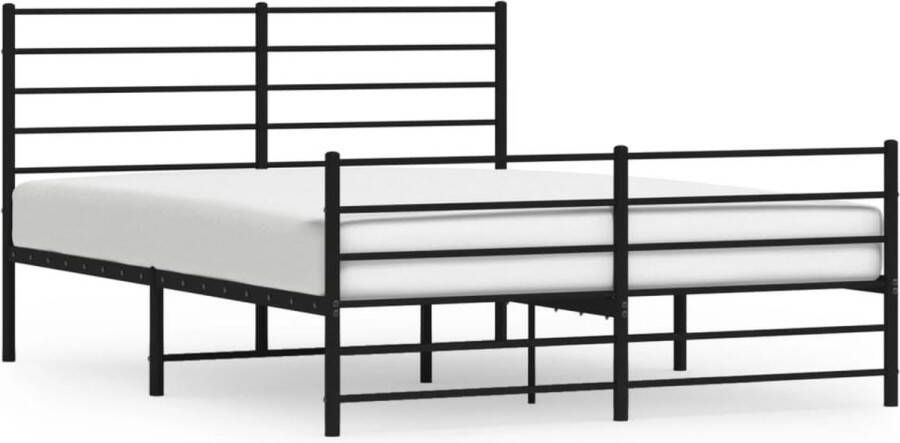 VidaXL -Bedframe-met-hoofd--en-voeteneinde-metaal-zwart-135x190-cm