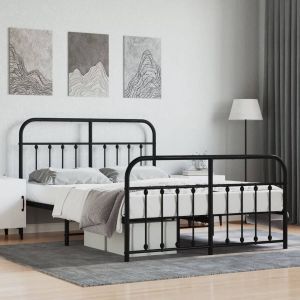 Prolenta Premium INFIORI Bedframe met hoofd- en voeteneinde metaal zwart 140x190 cm