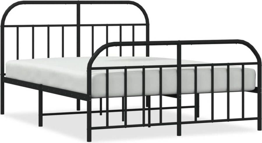 VidaXL -Bedframe-met-hoofd--en-voeteneinde-metaal-zwart-140x190-cm