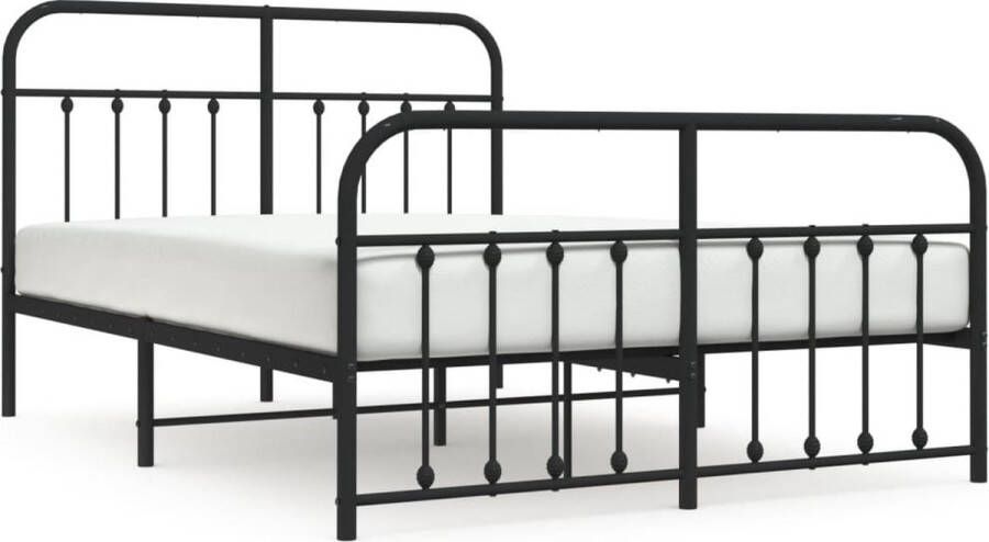 VidaXL -Bedframe-met-hoofd--en-voeteneinde-metaal-zwart-140x200-cm