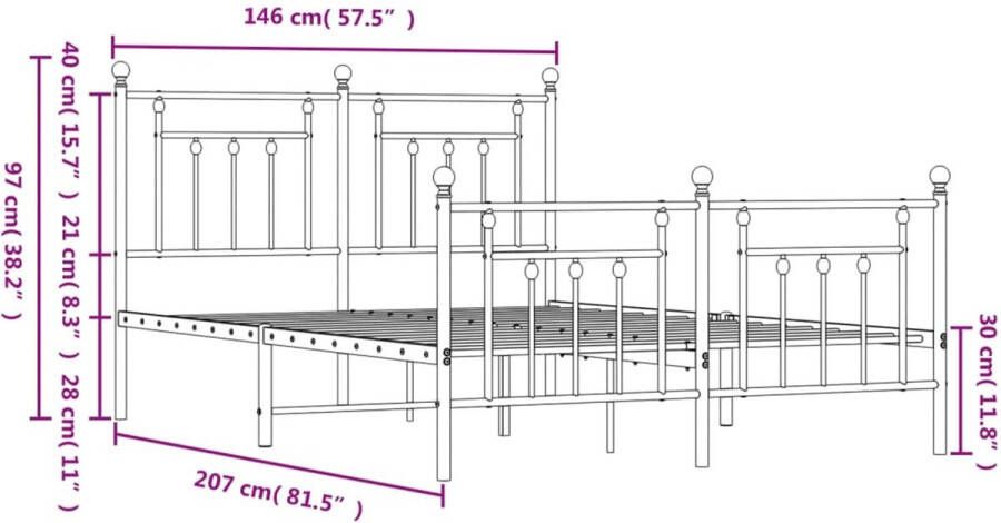 VidaXL -Bedframe-met-hoofd--en-voeteneinde-metaal-zwart-140x200-cm