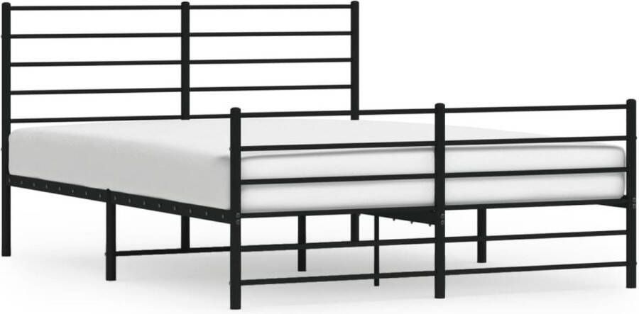 VidaXL Bedframe met voetbord zonder matras metaal zwart 160x200 cm