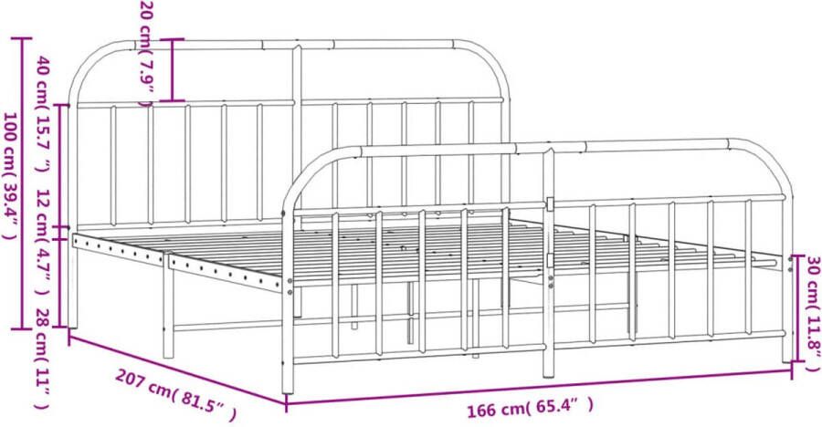 VidaXL Bedframe met voetbord zonder matras metaal zwart 160x200 cm