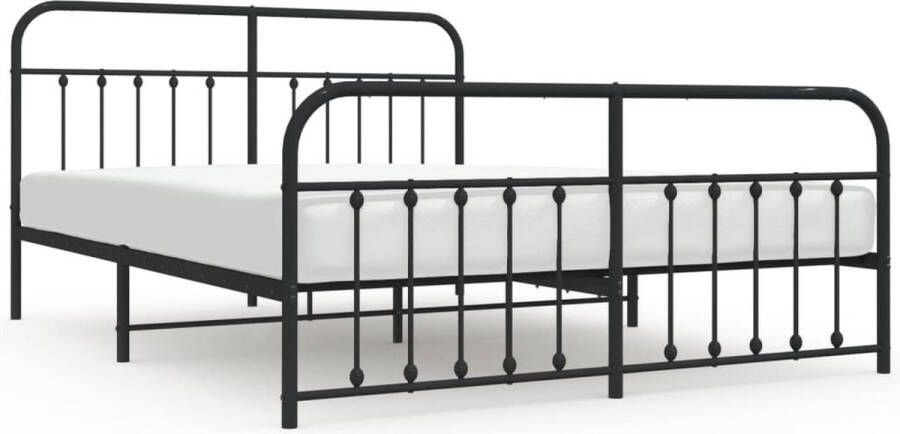 VidaXL -Bedframe-met-hoofd--en-voeteneinde-metaal-zwart-183x213-cm