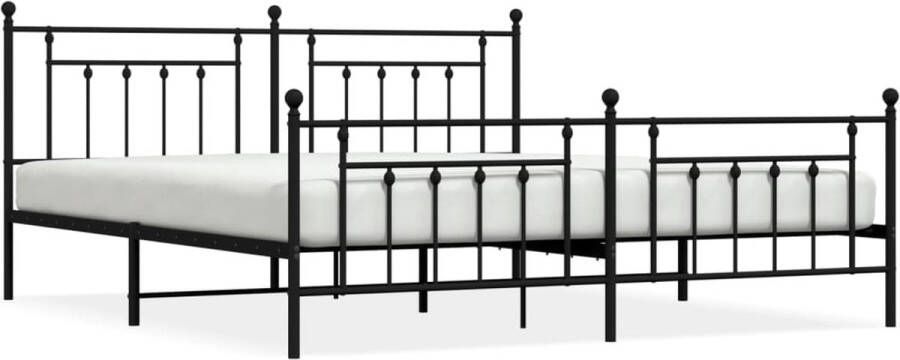 VidaXL -Bedframe-met-hoofd--en-voeteneinde-metaal-zwart-193x203-cm