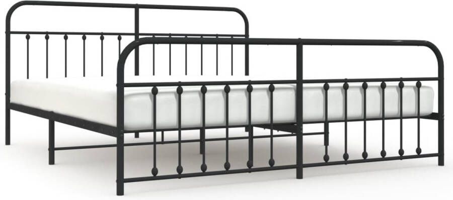 VidaXL -Bedframe-met-hoofd--en-voeteneinde-metaal-zwart-193x203-cm