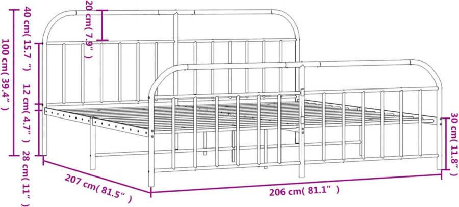 VidaXL -Bedframe-met-hoofd--en-voeteneinde-metaal-zwart-200x200-cm