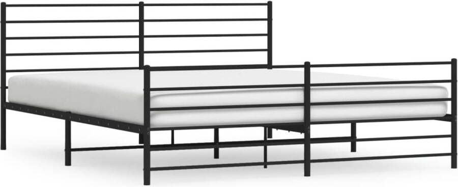 VidaXL -Bedframe-met-hoofd--en-voeteneinde-metaal-zwart-200x200-cm