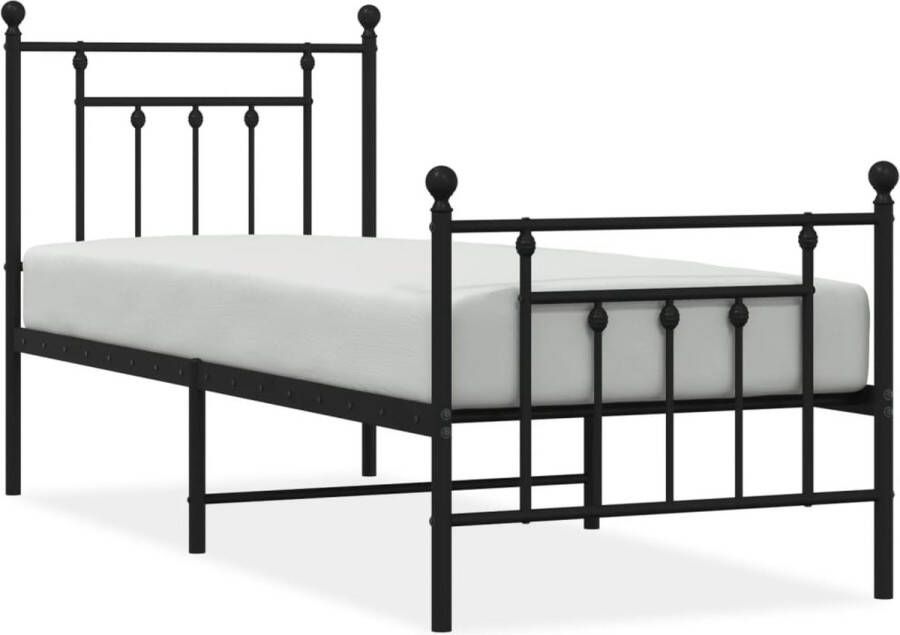 VidaXL -Bedframe-met-hoofd--en-voeteneinde-metaal-zwart-75x190-cm