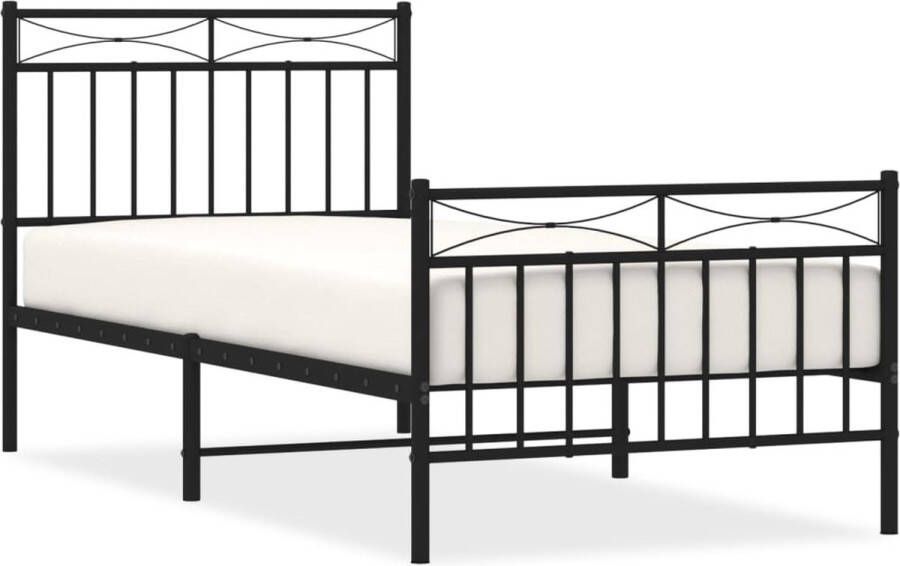 VidaXL -Bedframe-met-hoofd--en-voeteneinde-metaal-zwart-90x190-cm