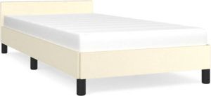 VidaXL Bedframe met hoofdbord kunstleer crèmekleurig 100x200 cm