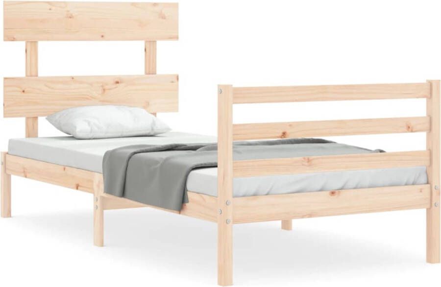 VidaXL -Bedframe-met-hoofdbord-massief-hout-100x200-cm