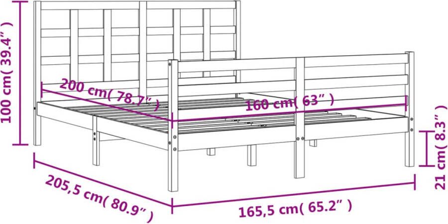 VidaXL -Bedframe-met-hoofdbord-massief-hout-5-FT-King-Size