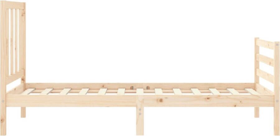 VidaXL Bedframe met hoofdbord massief hout 2FT6 Small Single