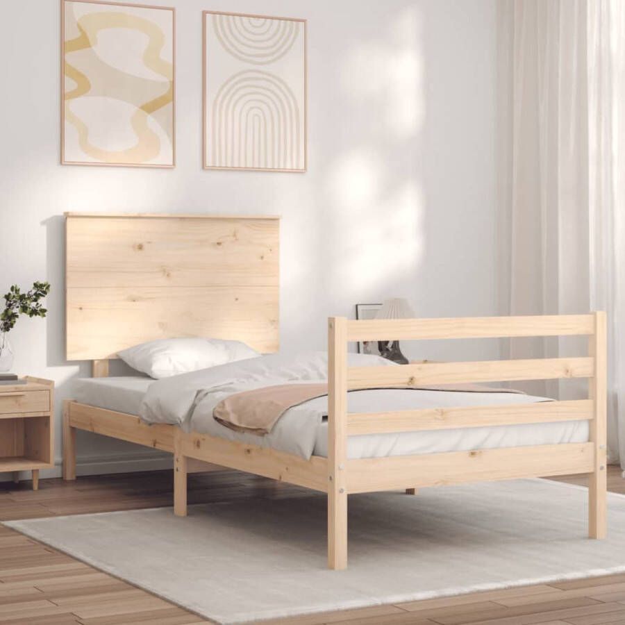 VidaXL -Bedframe-met-hoofdbord-massief-hout-3FT-Single