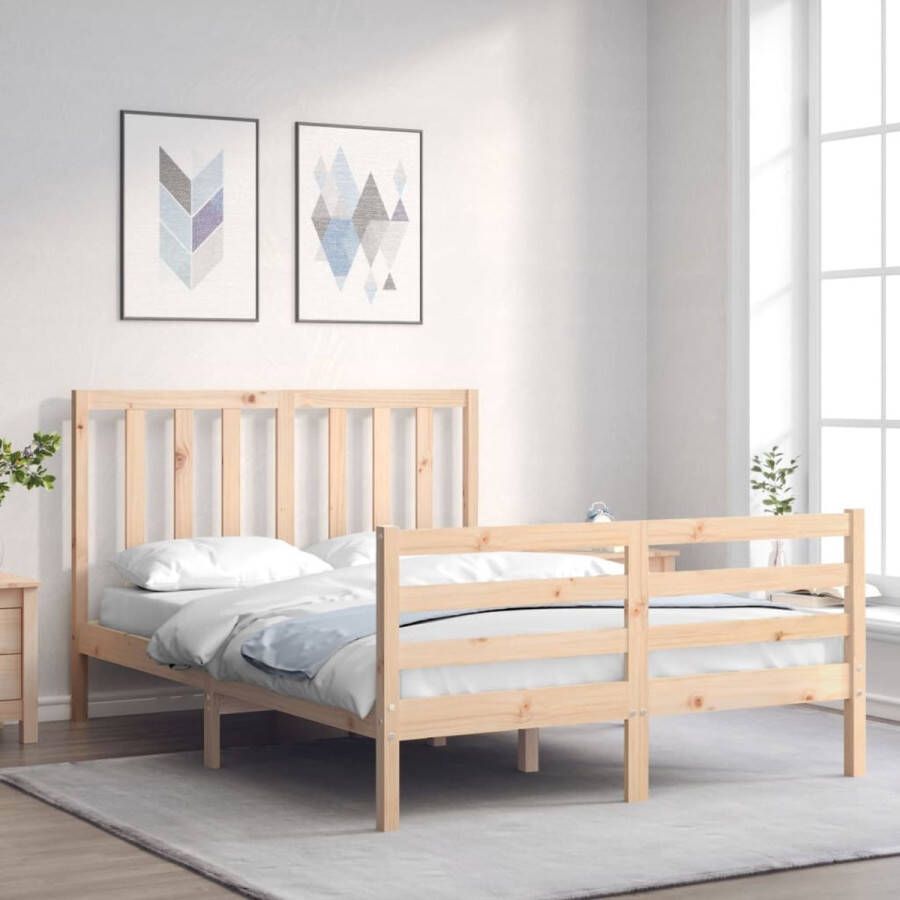 VidaXL -Bedframe-met-hoofdbord-massief-hout-4FT-Small-Double