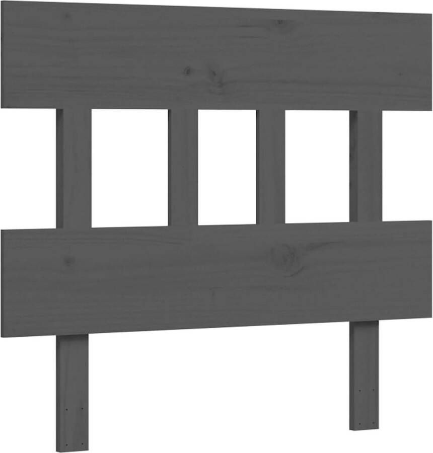 VidaXL -Bedframe-met-hoofdbord-massief-hout-grijs-90x200-cm