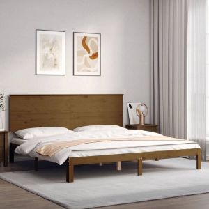 VidaXL Bedframe met hoofdbord massief hout honingbruin 200x200 cm