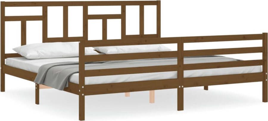 VidaXL -Bedframe-met-hoofdbord-massief-hout-honingbruin-6FT-Super-King