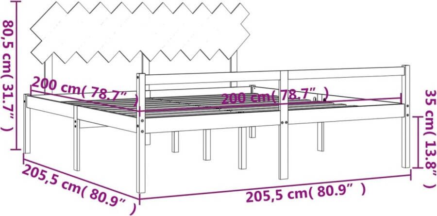 VidaXL Seniorenbed met hoofdbord massief hout honingbruin 200x200 cm