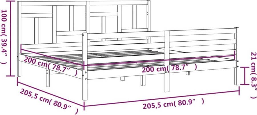 VidaXL -Bedframe-met-hoofdbord-massief-hout-wit-200x200-cm